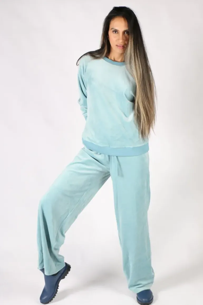 NYDJ Velour Wide Leg Jogger In Blue