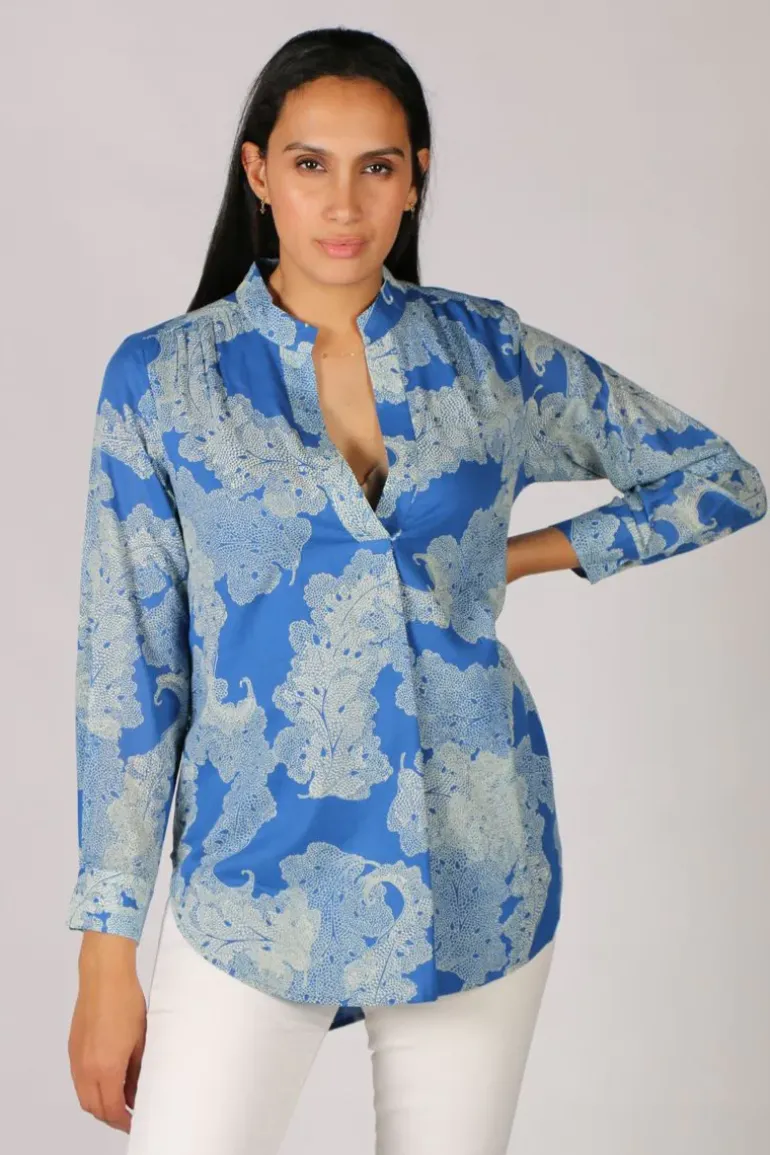 Olive Paisley Shirt By Bagruu In Blue