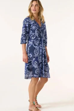 One Season Beco Middy Poppy Dress In Navy