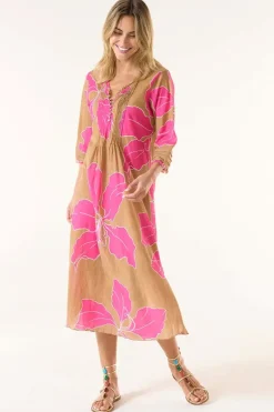 One Season Cadaques Long Poppy Dress In Pink