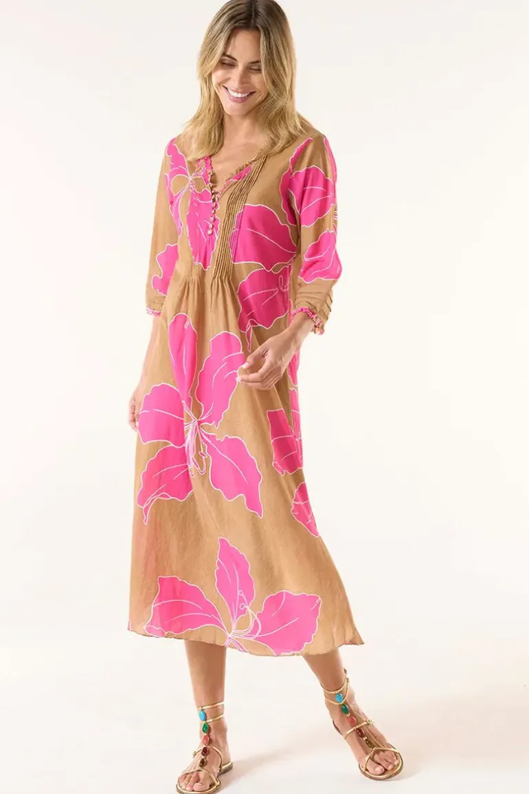 One Season Cadaques Long Poppy Dress In Pink