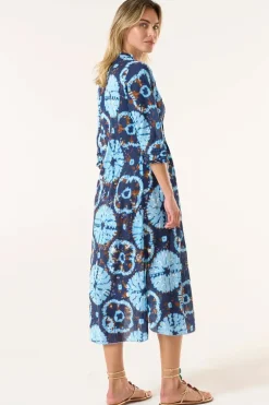 One Season Comogli Long Poppy Dress In Navy