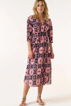 One Season Comogli Long Poppy Dress In Coral