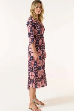 One Season Comogli Long Poppy Dress In Coral