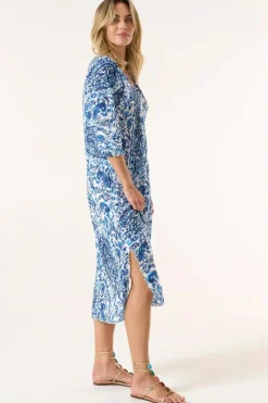 One Season Hydra Long Poppy Dress In Navy
