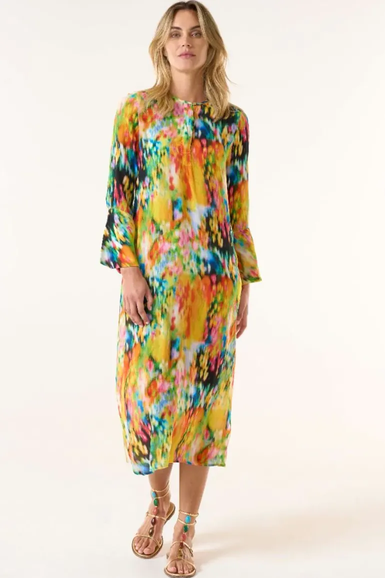 One Season Ithica Long Genie Dress In Yellow