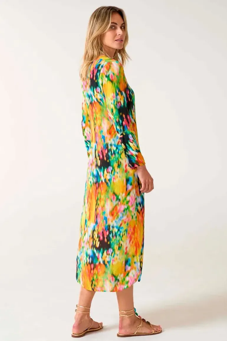 One Season Ithica Long Genie Dress In Yellow