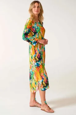 One Season Ithica Long Genie Dress In Yellow