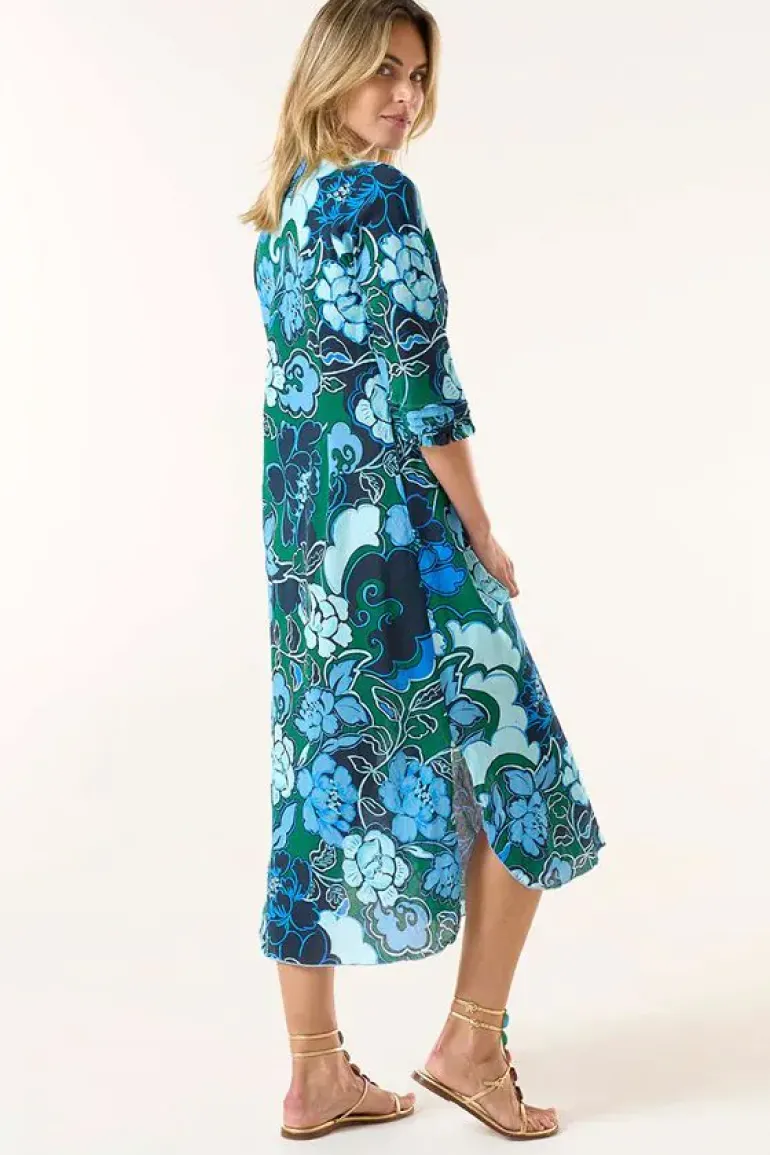 One Season Lefkada Long Poppy Dress In Navy