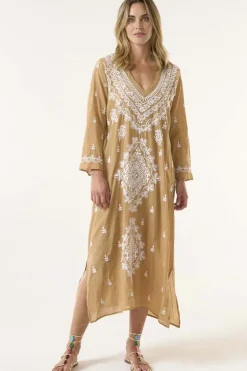 One Season Long Goa Dress In Tan