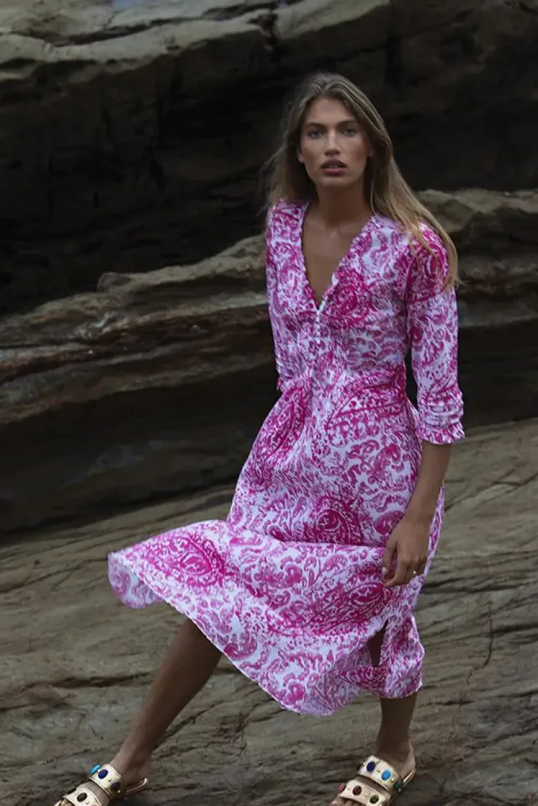 One Season Long Poppy Dress In Hydra Pink
