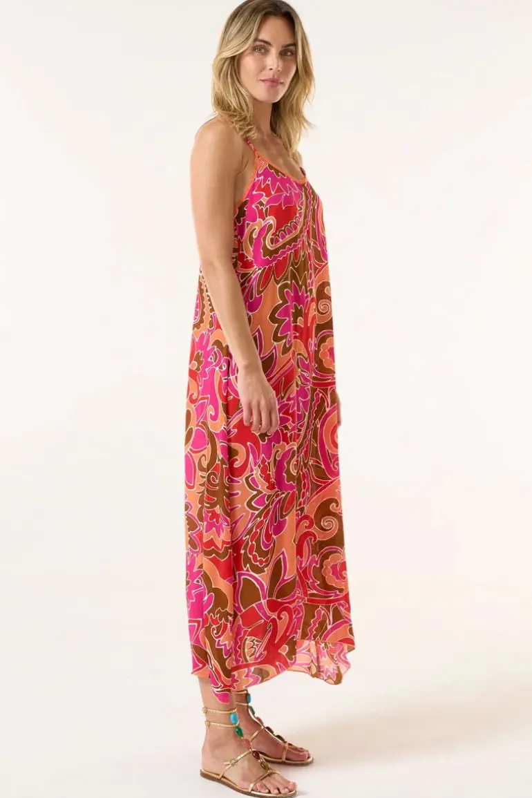 One Season St Georges Antoinette Slip Dress In Coral