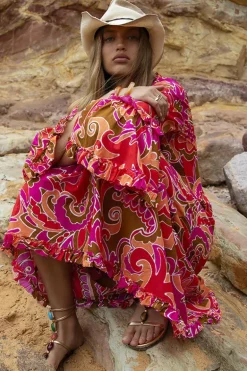 One Season St Georges Indi Dress In Coral