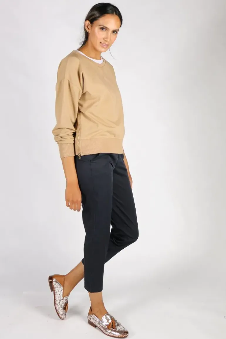 Pako Litto Cotton Zipper Jumper In Camel