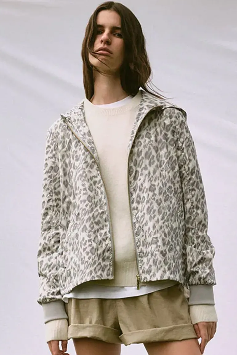 Paqme Crop Raincoat In Leopard