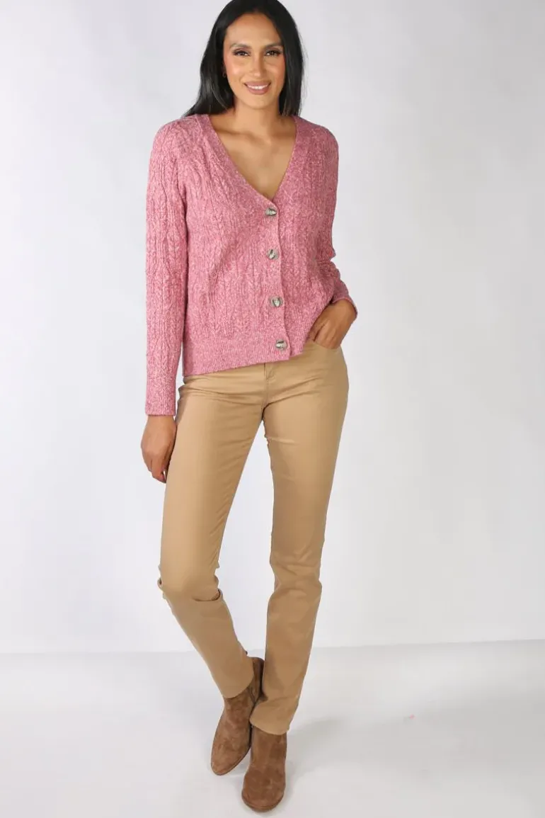 Pattern Cable Cardigan In Berry By Jump
