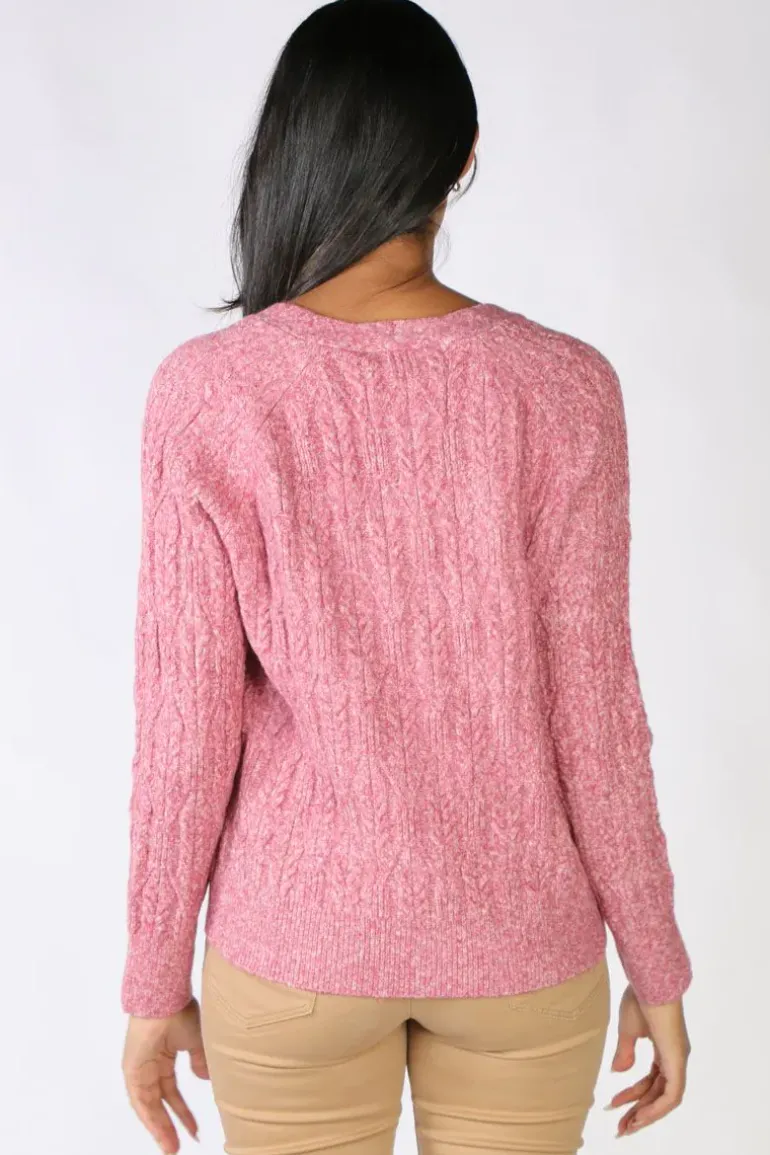Pattern Cable Cardigan In Berry By Jump