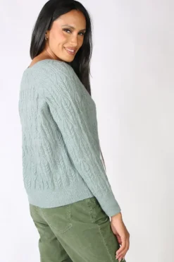 Pattern Cable Cardigan In Dew By Jump