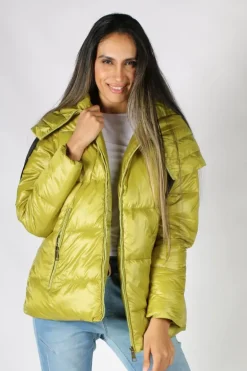 Paz Torras Ribbon Tie Puffer In Lime