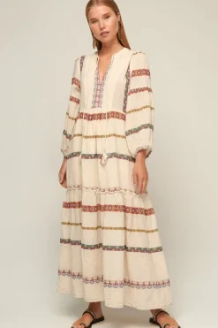 Pearl & Caviar Handwoven Zakar Maxi Dress In Red