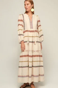Pearl & Caviar Handwoven Zakar Maxi Dress In Red