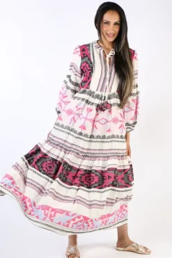 Pearl & Caviar Zakar Handwoven Maxi Dress In Fuchsia