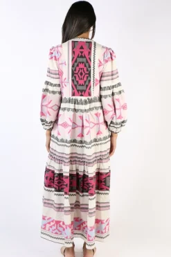 Pearl & Caviar Zakar Handwoven Maxi Dress In Fuchsia