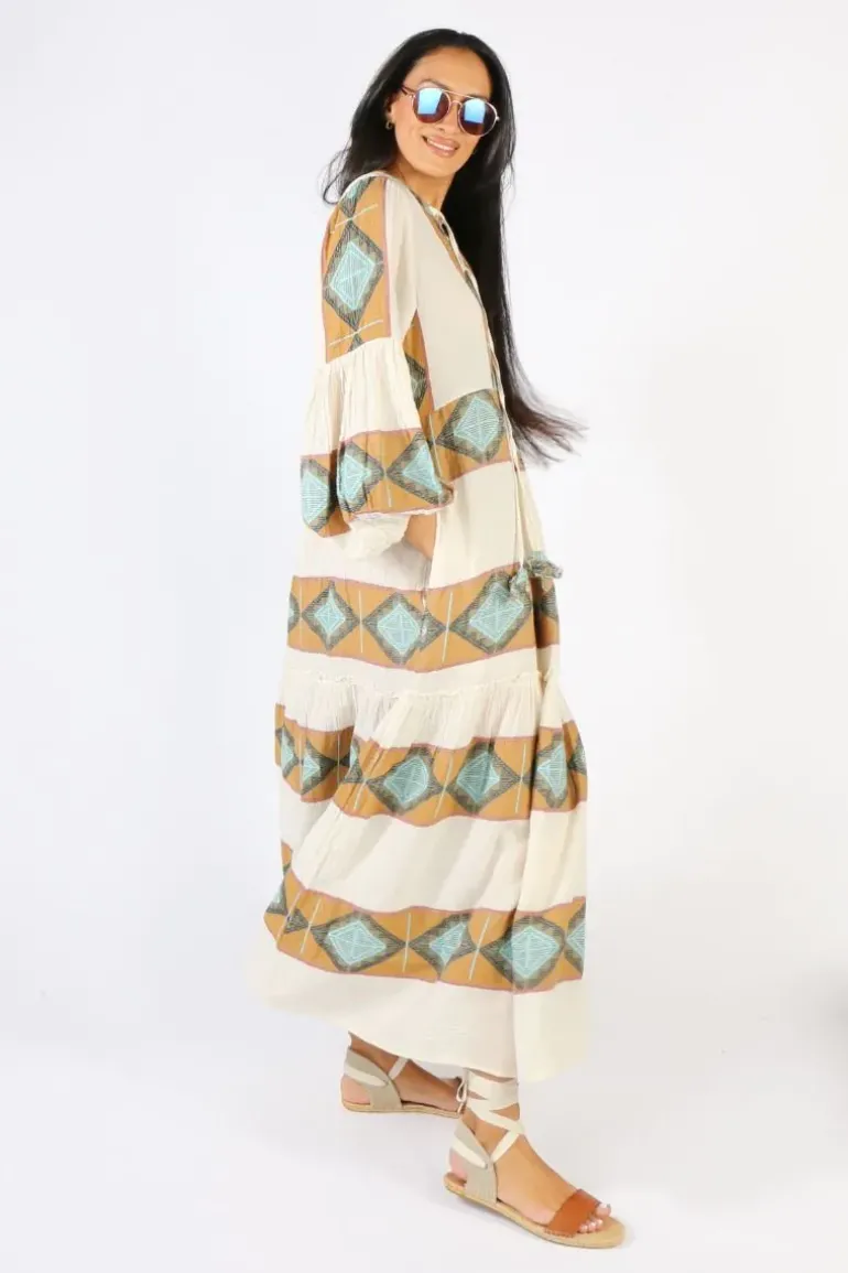 Pearl & Caviar Zakar Long Sleeve Maxi Dress In Natural