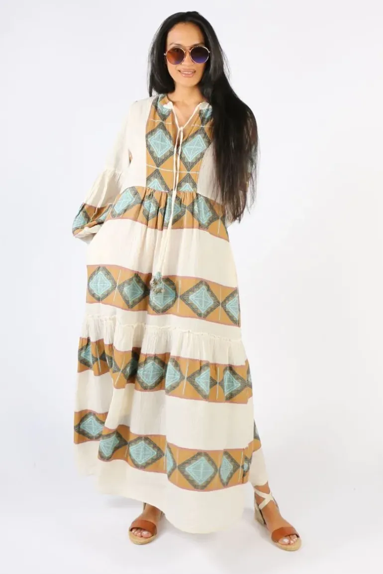 Pearl & Caviar Zakar Long Sleeve Maxi Dress In Natural