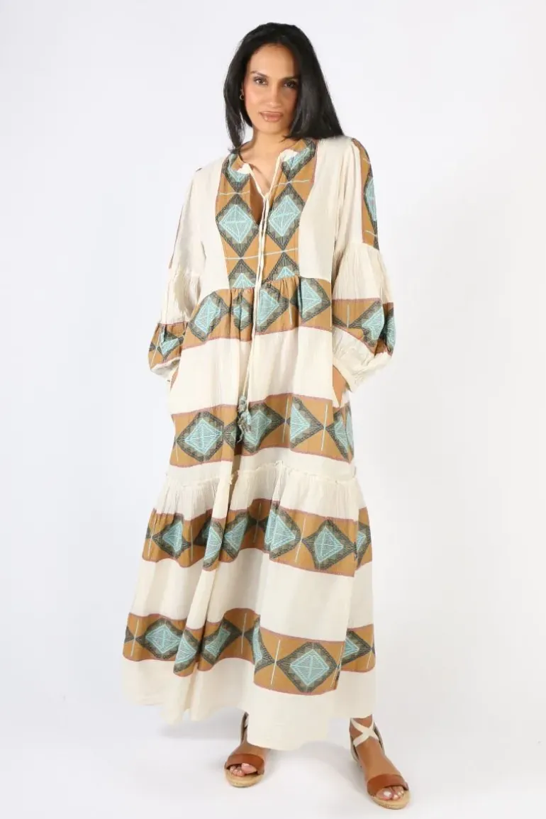 Pearl & Caviar Zakar Long Sleeve Maxi Dress In Natural