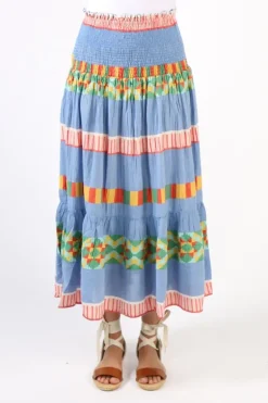 Pearl & Caviar Zakar Rouched Maxi Skirt In Multi
