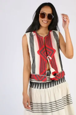 Pearl & Caviar Zakar Vest In Red