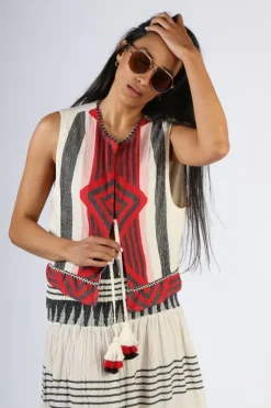 Pearl & Caviar Zakar Vest In Red