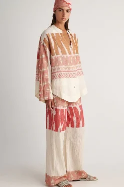 Pearl And Caviar Scorpios Wide Leg Zakar Pant In Red