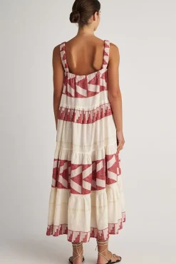 Pearl And Caviar Scorpios Maxi Midi Dress In Red