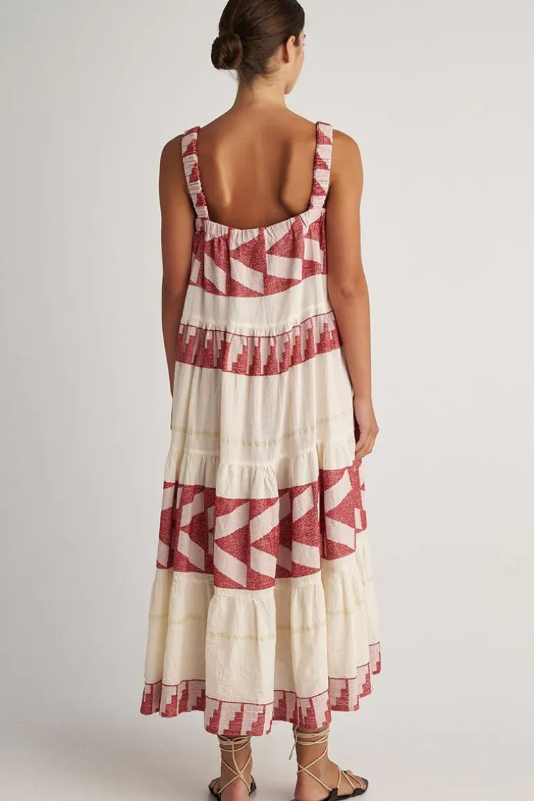 Pearl And Caviar Scorpios Maxi Midi Dress In Red