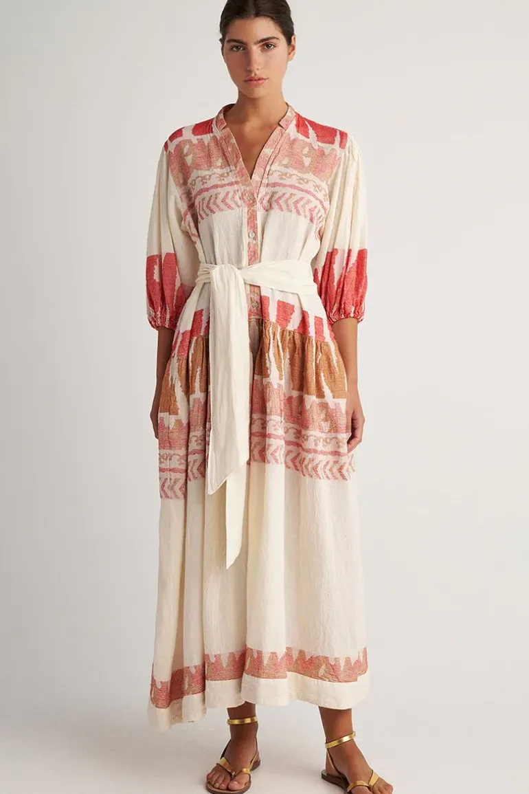 Pearl And Caviar Scorpios Belted Maxi Dress In Red