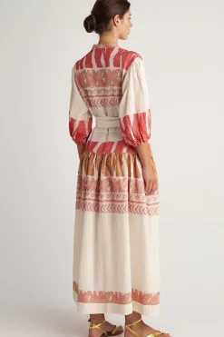 Pearl And Caviar Scorpios Belted Maxi Dress In Red
