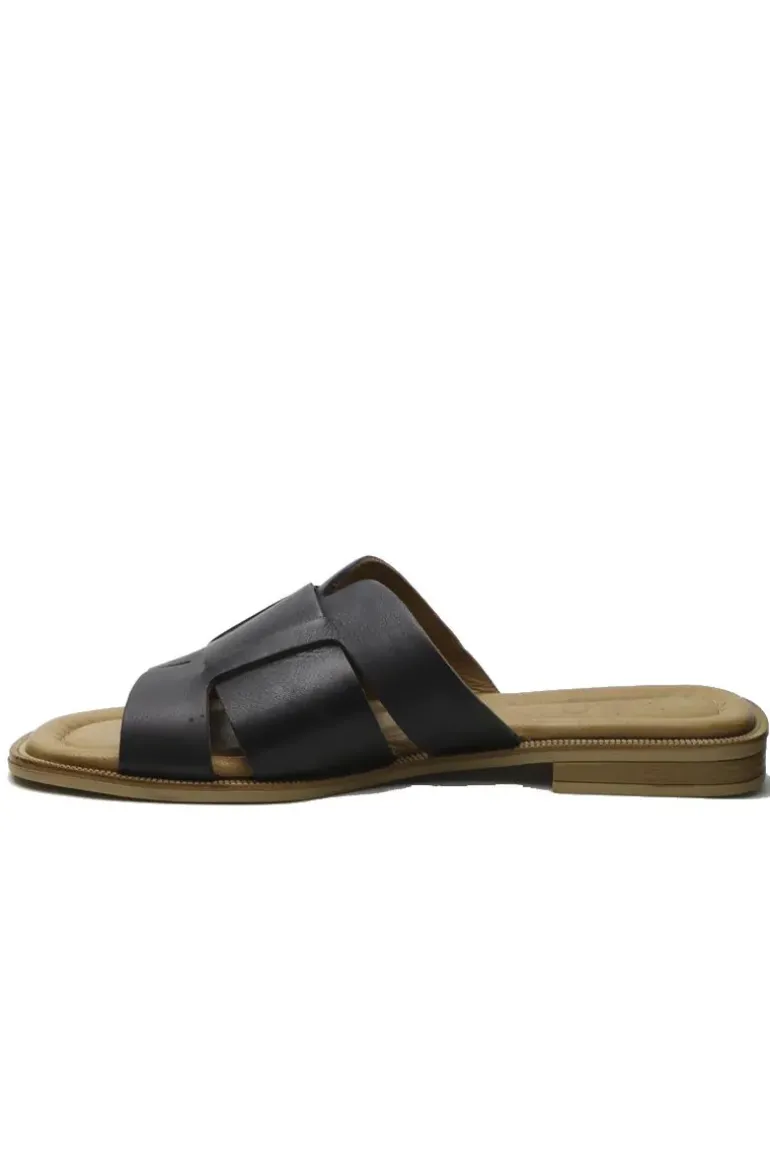 Piazza Grande Multi Strap Slip On Slide In Black