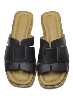 Piazza Grande Multi Strap Slip On Slide In Black
