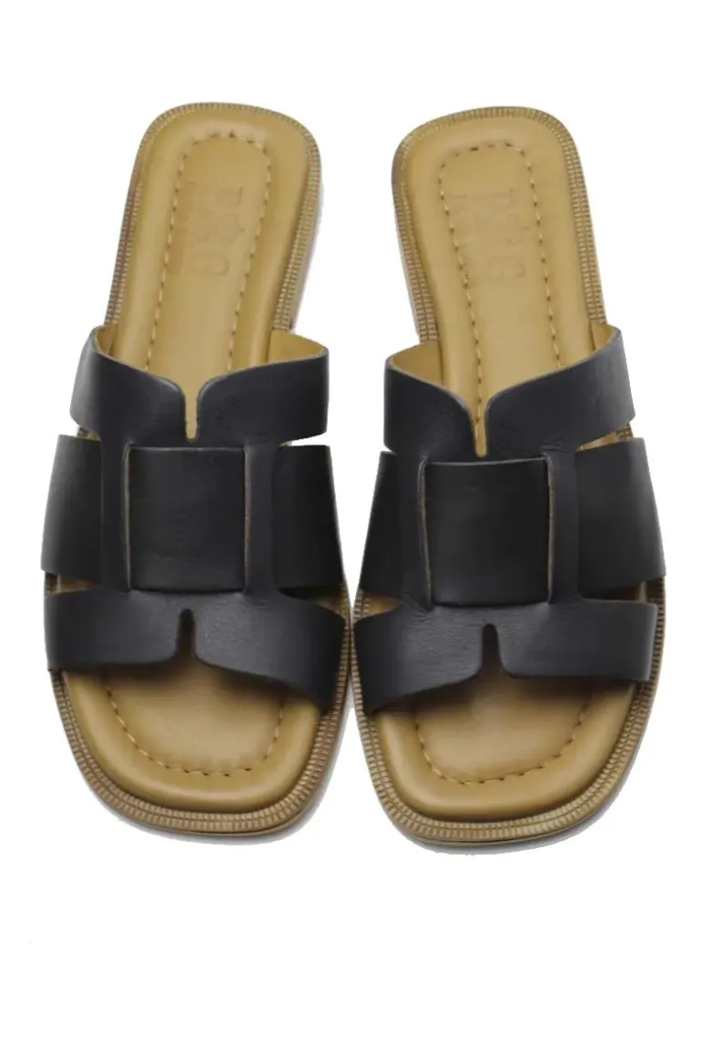 Piazza Grande Multi Strap Slip On Slide In Black