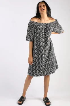 Ping Pong Broiderie Dress In Black