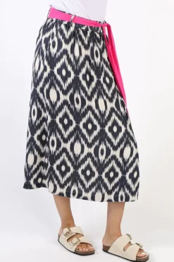 Ping Pong Ikat Skirt In Navy