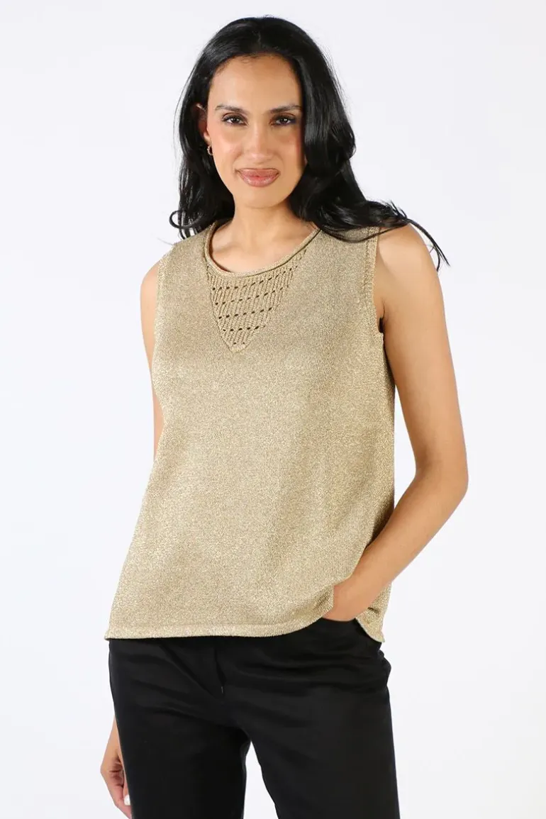 Ping Pong Sleeveless Top In Gold