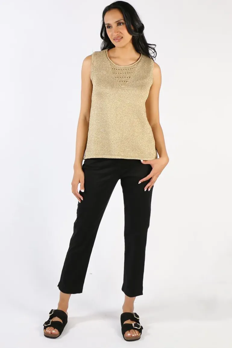 Ping Pong Sleeveless Top In Gold