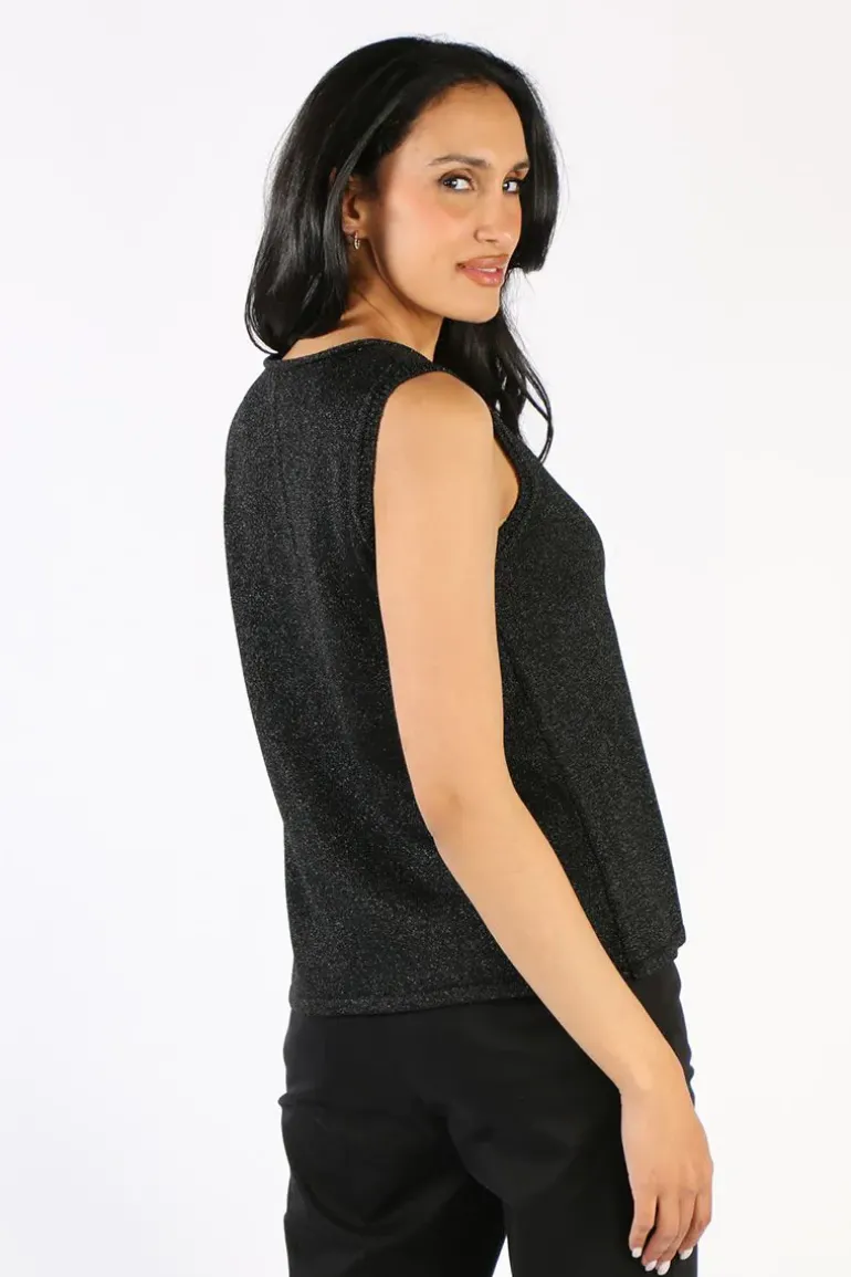 Ping Pong Sleeveless Top In Black