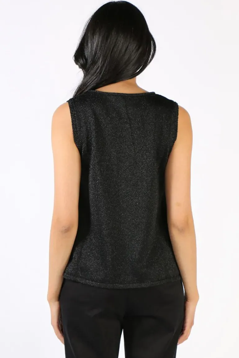 Ping Pong Sleeveless Top In Black