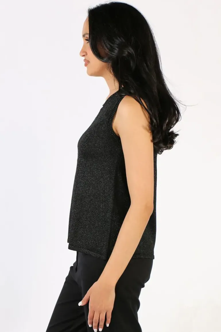 Ping Pong Sleeveless Top In Black