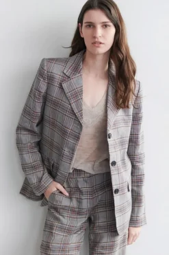 POL Halcyon Boyfriend Jacket In Check