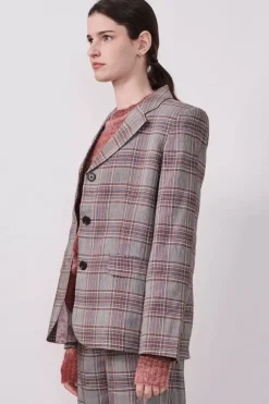 POL Halcyon Boyfriend Jacket In Check